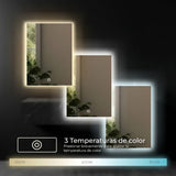 Espejo Rectangular LED Touch 3 Tonos de Luz (Cálida, Neutra y Fría) con Dimmer