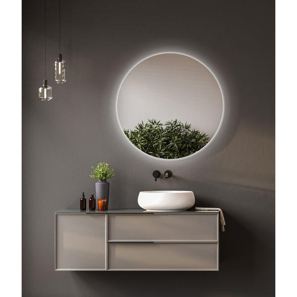 Espejo Circular con Luz LED Fría para Baño