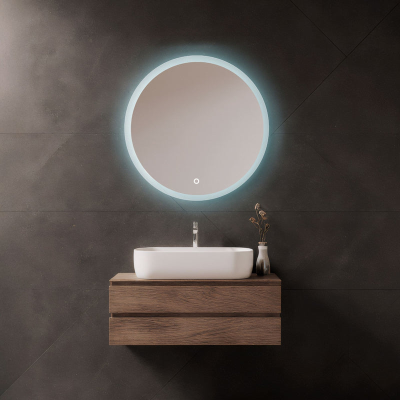 Espejo Circular LED con 3 Tonos de Luz (Fría, Cálida y Neutra), Esmerilado, Touch
