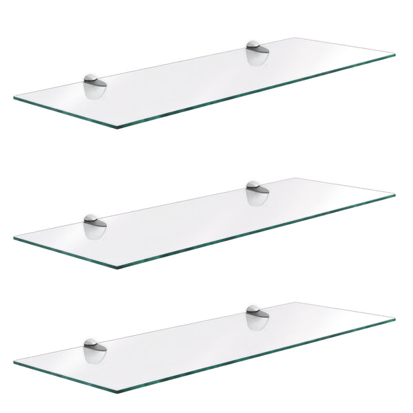 Repisas de Vidrio Sencillas de 15x45 cm y 6 mm de grosor (kit de 2 o 3 pzas.)