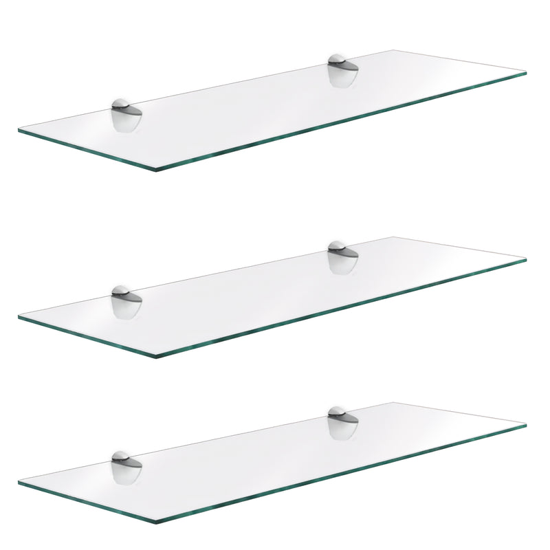 Repisas de Vidrio Sencillas de 15x45 cm y 6 mm de grosor (kit de 2 o 3 pzas.)